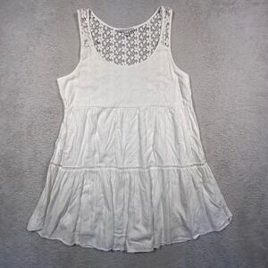 American Eagle White Lace Tiered Tank‎ Dress Sleeveless Mini Women's Medium